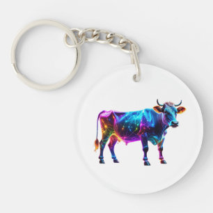 Porte-clés Art de la vache néon coloré - Vache brillante vibr