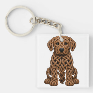 Porte-clés Art de Labradoodle en Nœud Celtique