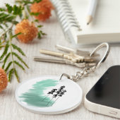 Porte-clés Art de l'arbre vert scandinave simple menthe moder (Devant Droit)