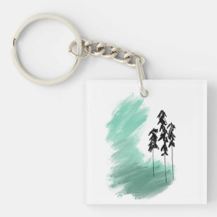Porte-clés art de l'arbre vert scandinave simple moderne ment