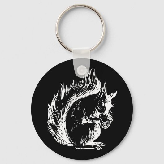 Porte-clés Art de l'écureuil noir et blanc (Recto)
