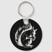 Porte-clés Art de l'écureuil noir et blanc (Verso)