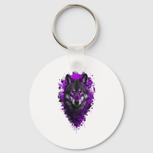 Porte-clés Art de loup - Autocollant violet (Recto)