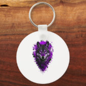 Porte-clés Art de loup - Autocollant violet (Recto)