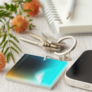Porte-clés Art de maille abstraite à dégradé orange turquoise