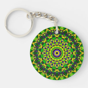Porte-clés Art de mandala coloré groovy rétro hippie tripant