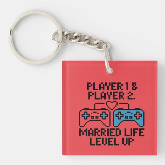Porte-clés Art de mariage Pixel Gamer (Devant)
