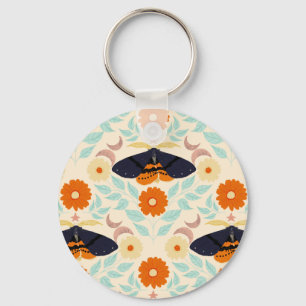 Porte-clés Art de motif de papillon de nuit Cottagecore Con