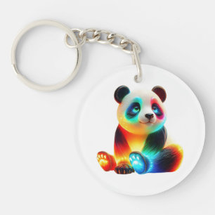 Porte-clés Art de Panda Coloré Lumineux – Panda Lumineux Néon