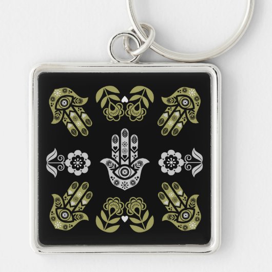 Porte-clés Art de protection de la main Hamsa (Devant)
