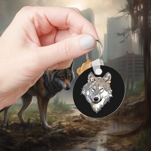 Porte-clés Art de tête de loup