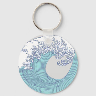 Porte-clés Art de vague de surf Ukiyo-e japonais vintage de l