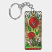 Porte-clés Art de vitrail vibrant Fleur Rouge (Devant gauche)