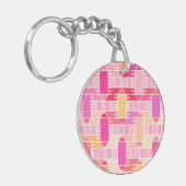 Porte-clés Art Déco chic industriel - rose, pêche, or (Devant gauche)