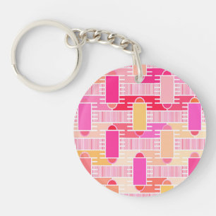 Porte-clés Art Déco chic industriel - rose, pêche, or
