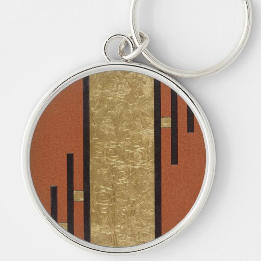 Porte-clés Art Déco en or et beige (Devant)