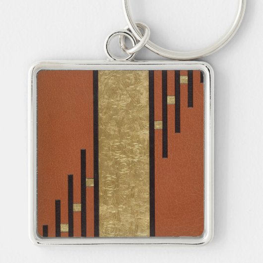 Porte-clés Art Déco en or et beige (Devant)