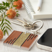 Porte-clés Art Déco en or et beige (Devant Droit)