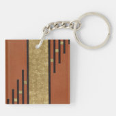Porte-clés Art Déco en or et beige (Dos)
