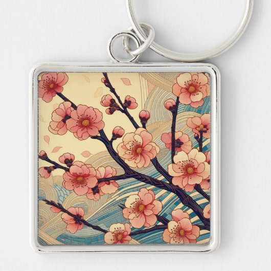 Porte-clés Art Déco Fleur de Cerisier (Devant)