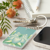 Porte-clés Art Déco Fleur Fractale Lotus Menthe (Devant droit)