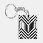 Porte-clés Art Déco géométrique - noir et blanc (Devant gauche)