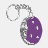 Porte-clés Art Déco Lune et Étoiles - Améthyste Violet & Arge (Devant gauche)