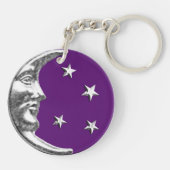 Porte-clés Art Déco Lune et Étoiles - Améthyste Violet & Arge (Dos)