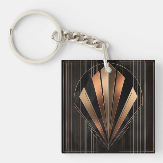 Porte-clés Art Deco Metallic Geometric Elegance (Devant)