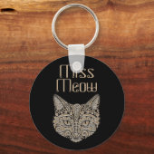 Porte-clés Art déco or et chat de style égyptien noir (Recto)