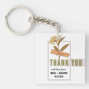 Porte-clés Art Déco Retro Floral Élégant Mariage personnalisé