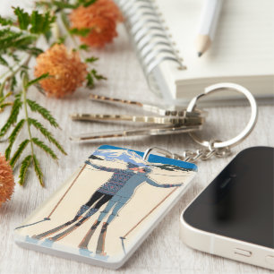Porte-clés Art Déco vintage, Amants dans la neige par George