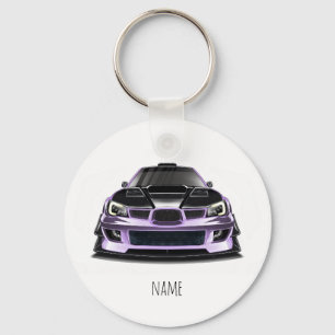 Porte-clés art dessinée à la main avec œil plissé violet