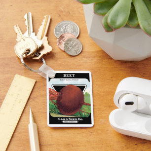 Porte-clés Art d'étiquette de paquet de graines vintage, légu