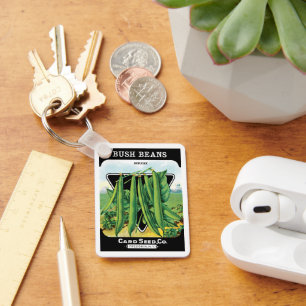 Porte-clés Art d'étiquette de pochette de graines vintage, lé