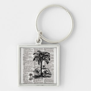 Porte-clés Art du dictionnaire Palm Tree