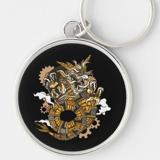 Porte-clés Art du dragon Steampunk (Devant)