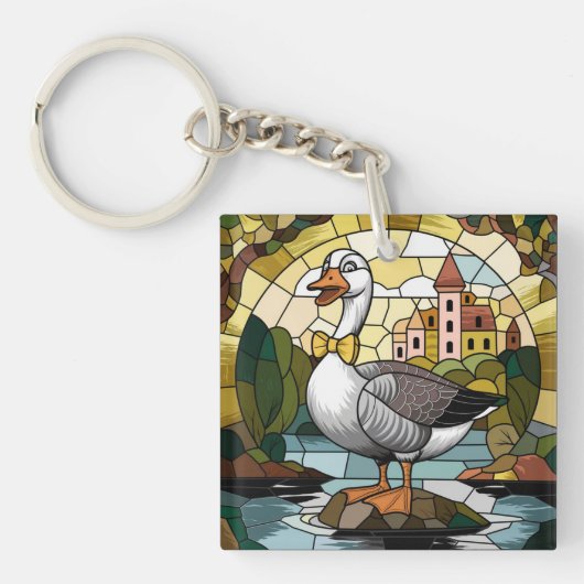 Porte-clés Art du vitrail, Silly Goose Vitrail (Devant)