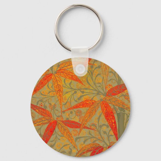 Porte-clés Art en bambou terrestre Vintage Imprimer orange (Recto)