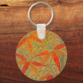 Porte-clés Art en bambou terrestre Vintage Imprimer orange (Recto)