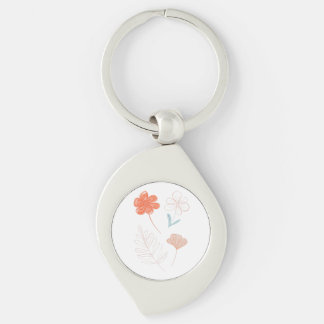 Porte-clés Art en ligne floral minimaliste
