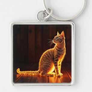Porte-clés Art félin Dreamin or chat portrait adorables anima