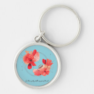 Porte-clés Art floral abstrait élégant de corail