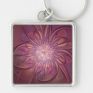 Porte-clés Art floral fractal moderne abstrait couleurs de ba