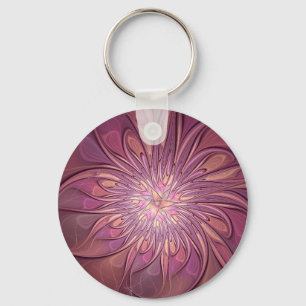 Porte-clés Art floral fractal moderne abstrait couleurs de ba