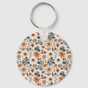 Porte-clés Art folklorique bohème Prairie de fleurs sauvages