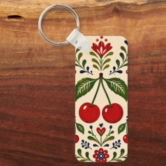 Porte-clés Art folklorique scandinave floral botanique Cottag