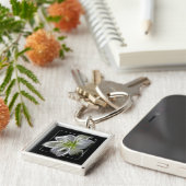 Porte-clés Art fractal de lys blanc époustouflant noir (Côté)