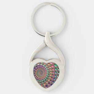 Porte-clés Art fractal spirale coloré trippy groovy vibrant