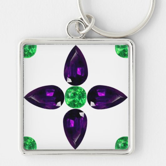 Porte-clés Art Gemstone, vert et violet Porte - clé (Devant)